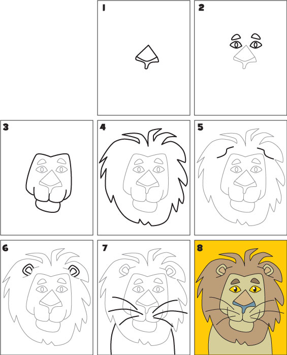 how to draw a lion
