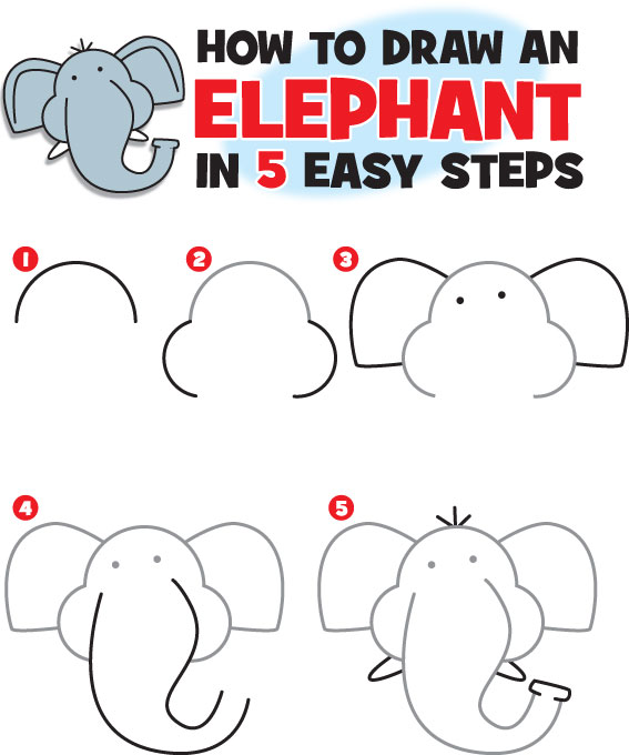 How To Draw An Elephant For Kids Step By Step